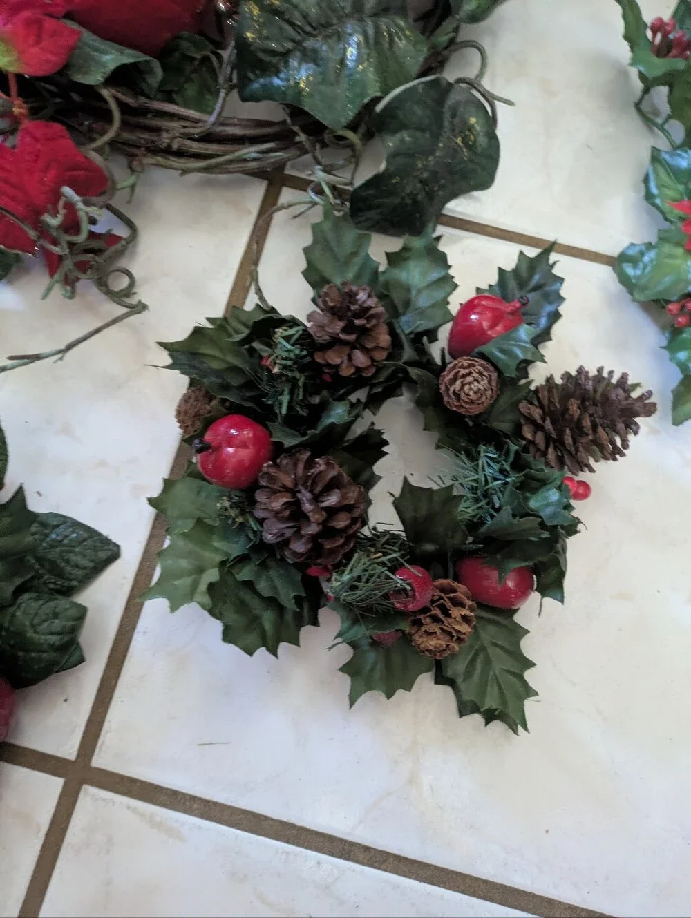Vintage Christmas Decor Bundle - Wreaths, Garlands, Poinsettias & Ornaments Lot